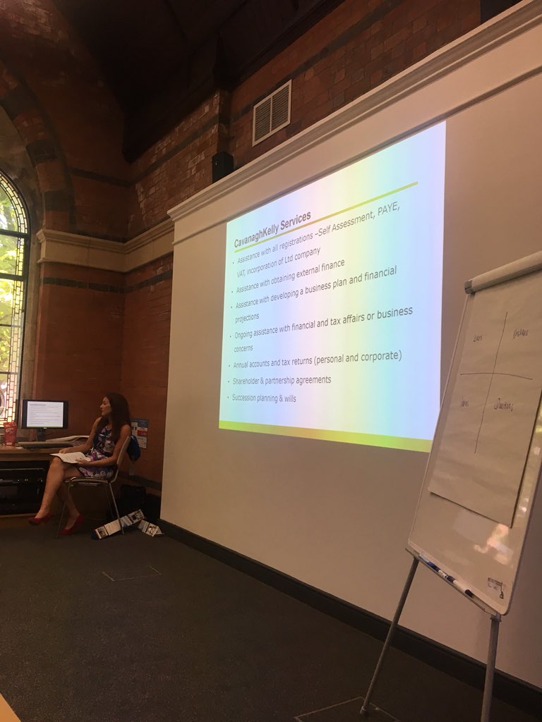 Maria Haughey from CavanaghKelly Audit Team presenting fundamentals of Finance at QUB Kickstart Acceleerator Summer School